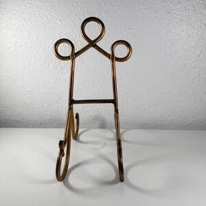 Vintage Gold Metal Easel Stand Decorative Display  plate Stand Hollywood regency